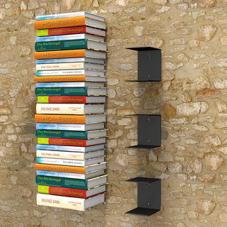 Unsichtbares Bücherregal 3er-Set gross in schwarz